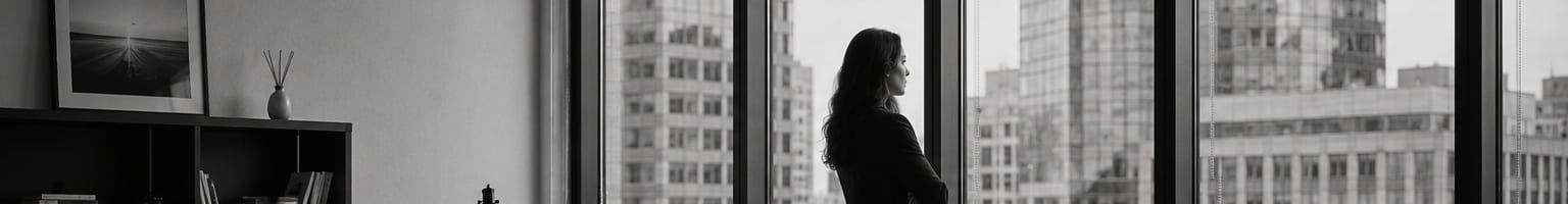 person worried looking out the window
